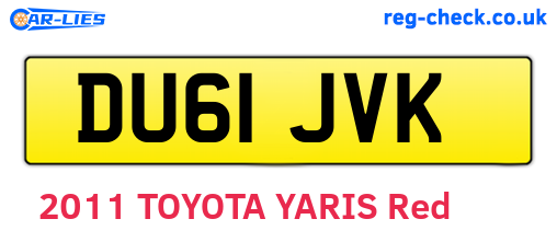 DU61JVK are the vehicle registration plates.