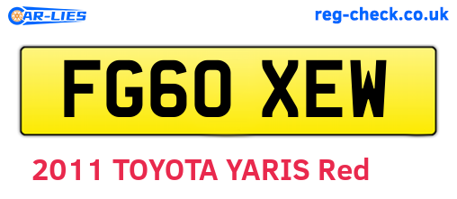 FG60XEW are the vehicle registration plates.