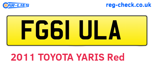 FG61ULA are the vehicle registration plates.