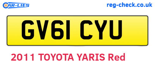 GV61CYU are the vehicle registration plates.