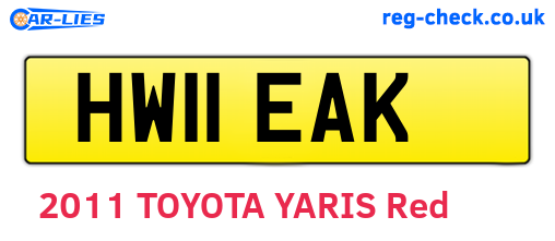 HW11EAK are the vehicle registration plates.