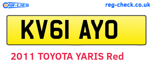 KV61AYO are the vehicle registration plates.