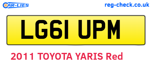 LG61UPM are the vehicle registration plates.