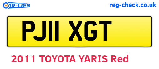 PJ11XGT are the vehicle registration plates.