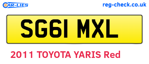 SG61MXL are the vehicle registration plates.