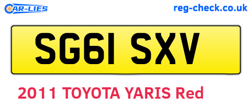 SG61SXV are the vehicle registration plates.