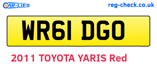 WR61DGO are the vehicle registration plates.