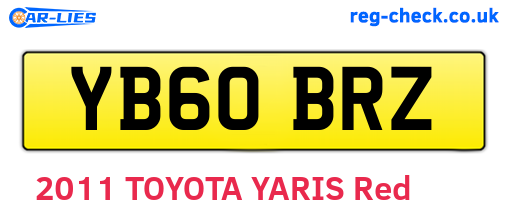YB60BRZ are the vehicle registration plates.