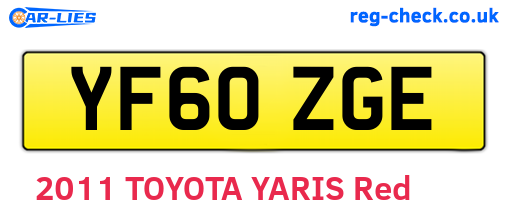 YF60ZGE are the vehicle registration plates.
