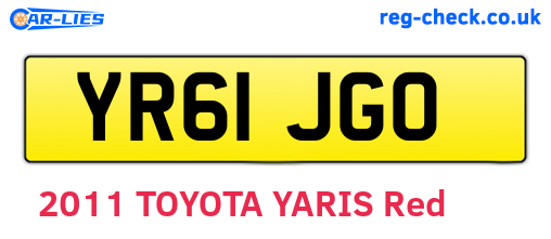 YR61JGO are the vehicle registration plates.