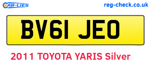 BV61JEO are the vehicle registration plates.
