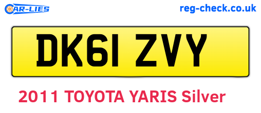 DK61ZVY are the vehicle registration plates.