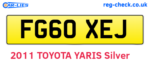 FG60XEJ are the vehicle registration plates.