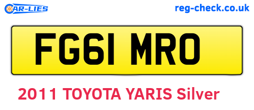 FG61MRO are the vehicle registration plates.