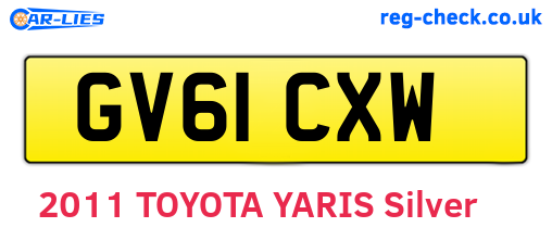 GV61CXW are the vehicle registration plates.