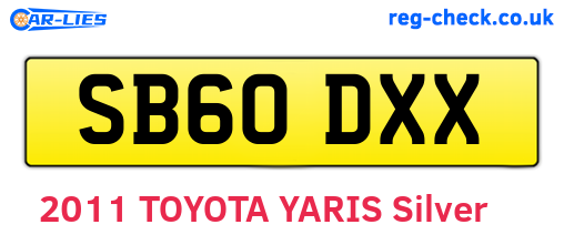 SB60DXX are the vehicle registration plates.