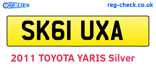 SK61UXA are the vehicle registration plates.