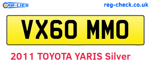 VX60MMO are the vehicle registration plates.