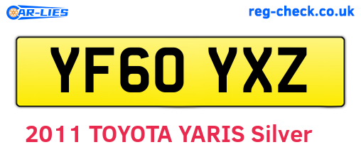 YF60YXZ are the vehicle registration plates.
