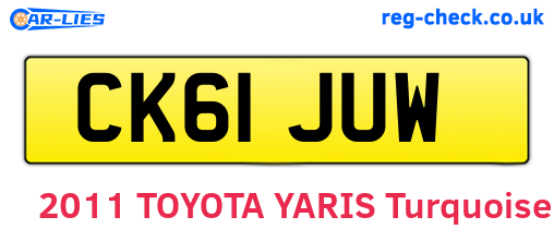 CK61JUW are the vehicle registration plates.