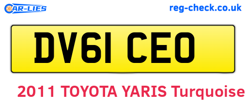 DV61CEO are the vehicle registration plates.