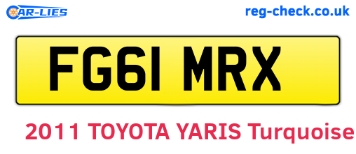FG61MRX are the vehicle registration plates.