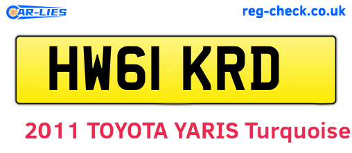 HW61KRD are the vehicle registration plates.