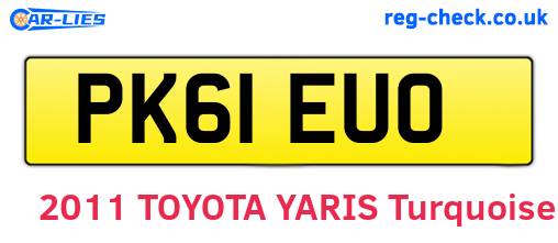 PK61EUO are the vehicle registration plates.