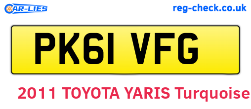 PK61VFG are the vehicle registration plates.