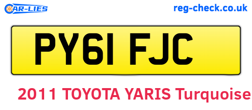 PY61FJC are the vehicle registration plates.