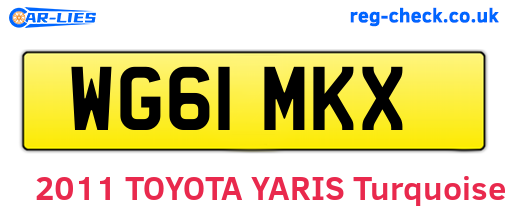 WG61MKX are the vehicle registration plates.