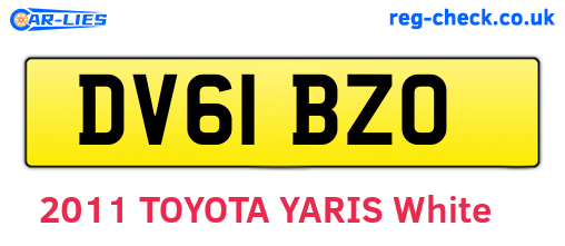 DV61BZO are the vehicle registration plates.