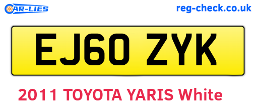 EJ60ZYK are the vehicle registration plates.