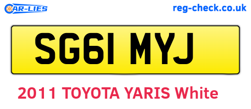 SG61MYJ are the vehicle registration plates.