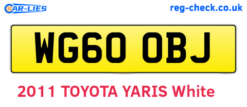 WG60OBJ are the vehicle registration plates.