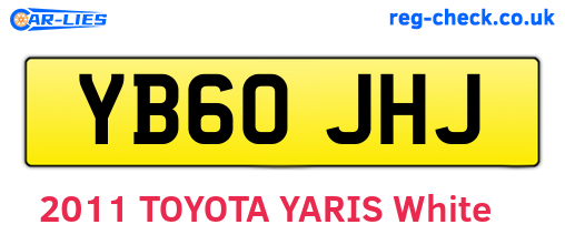 YB60JHJ are the vehicle registration plates.