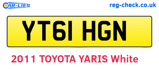 YT61HGN are the vehicle registration plates.