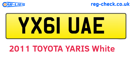 YX61UAE are the vehicle registration plates.