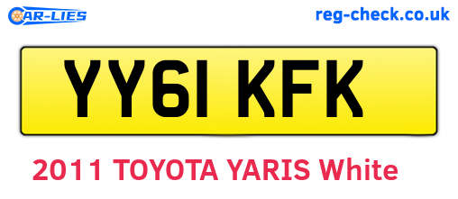 YY61KFK are the vehicle registration plates.