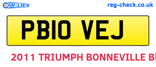 PB10VEJ are the vehicle registration plates.