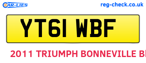 YT61WBF are the vehicle registration plates.
