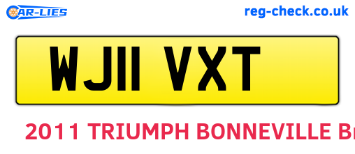 WJ11VXT are the vehicle registration plates.