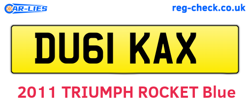 DU61KAX are the vehicle registration plates.