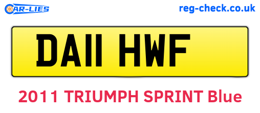 DA11HWF are the vehicle registration plates.