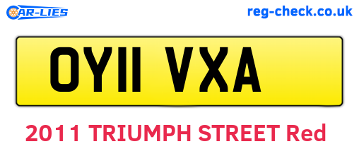 OY11VXA are the vehicle registration plates.