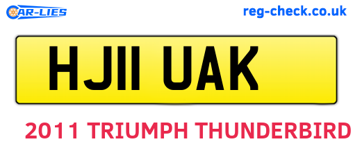 HJ11UAK are the vehicle registration plates.