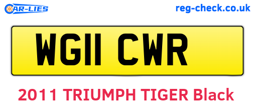WG11CWR are the vehicle registration plates.