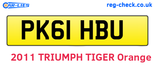 PK61HBU are the vehicle registration plates.