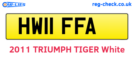 HW11FFA are the vehicle registration plates.