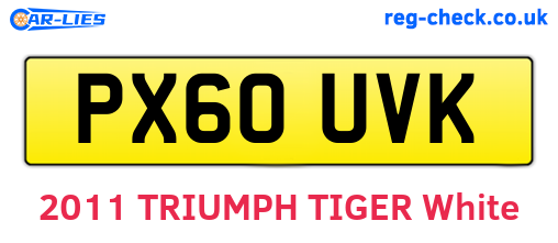 PX60UVK are the vehicle registration plates.